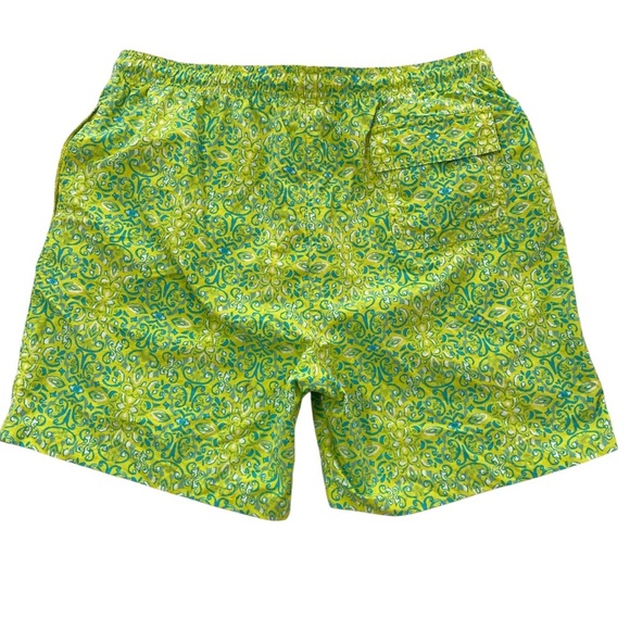 J. McLaughlin Swim Trunks Lined Yellow Green Size Large Beach Shorts - Picture 2 of 9